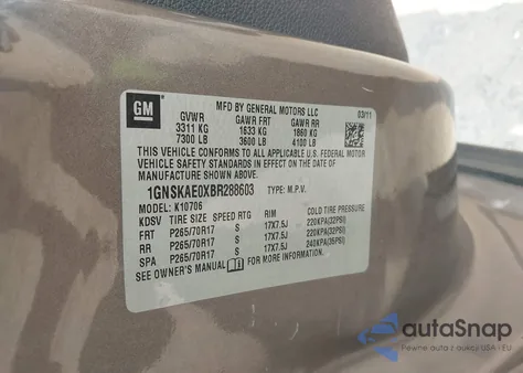 2011 Chevrolet Tahoe Ls from USA, damaged, VIN 1GNSKAE0XBR288603